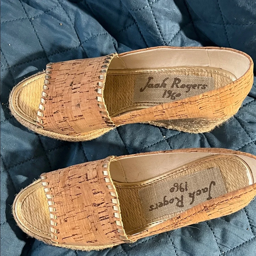 Jack Rogers Cork Espadrille Wedge Sandals in Natural